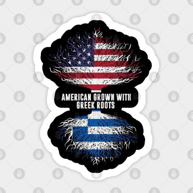 American Grown with Greek Roots USA Flag Sticker by silvercoin